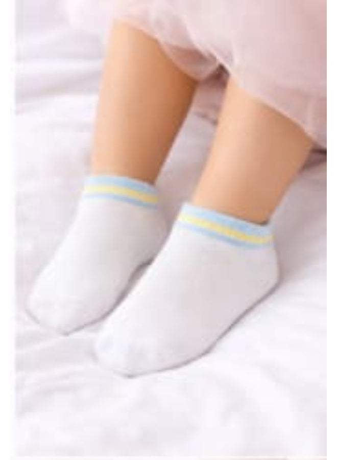 Women's Low Cut Footie Socks – White with Yellow Trim – Soft Comfortable Fabric – Everyday Wear - Image 1