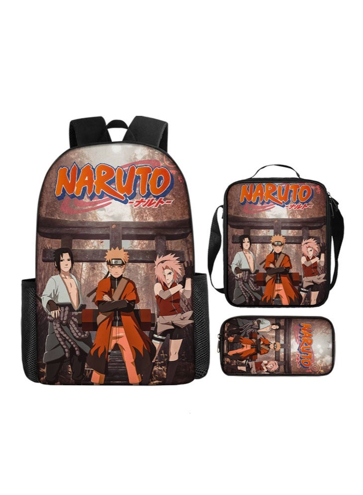 ناروتو حقيبة ظهر ناروتو الجديدة ، مقلمة ، حقيبة كتف ، بدلة من ثلاث قطع ، حقيبة سفر رياضية ترفيهية للرجال والنساء ، حقيبة ظهر مدرسية للطلاب - Image 1