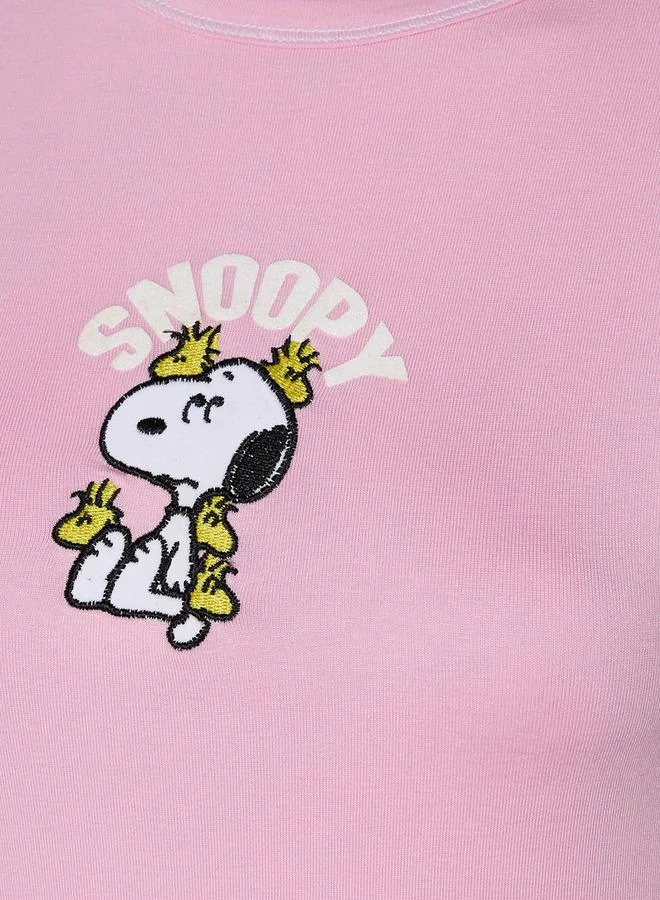 اس بي كاركترز T shirt with Snoopy Embroidery