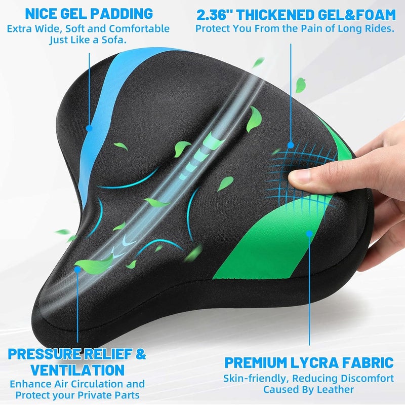CDYWD Oversized Bike Seat for Men & Women - Comfortable Gel Padded Extra Wide Bicycle Seat Cushion - Image 3