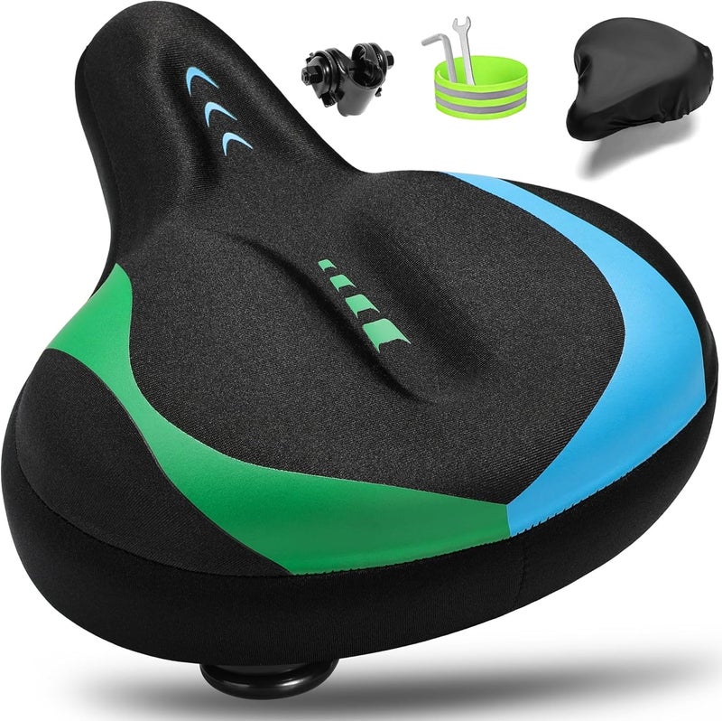 CDYWD Oversized Bike Seat for Men & Women - Comfortable Gel Padded Extra Wide Bicycle Seat Cushion - Image 1