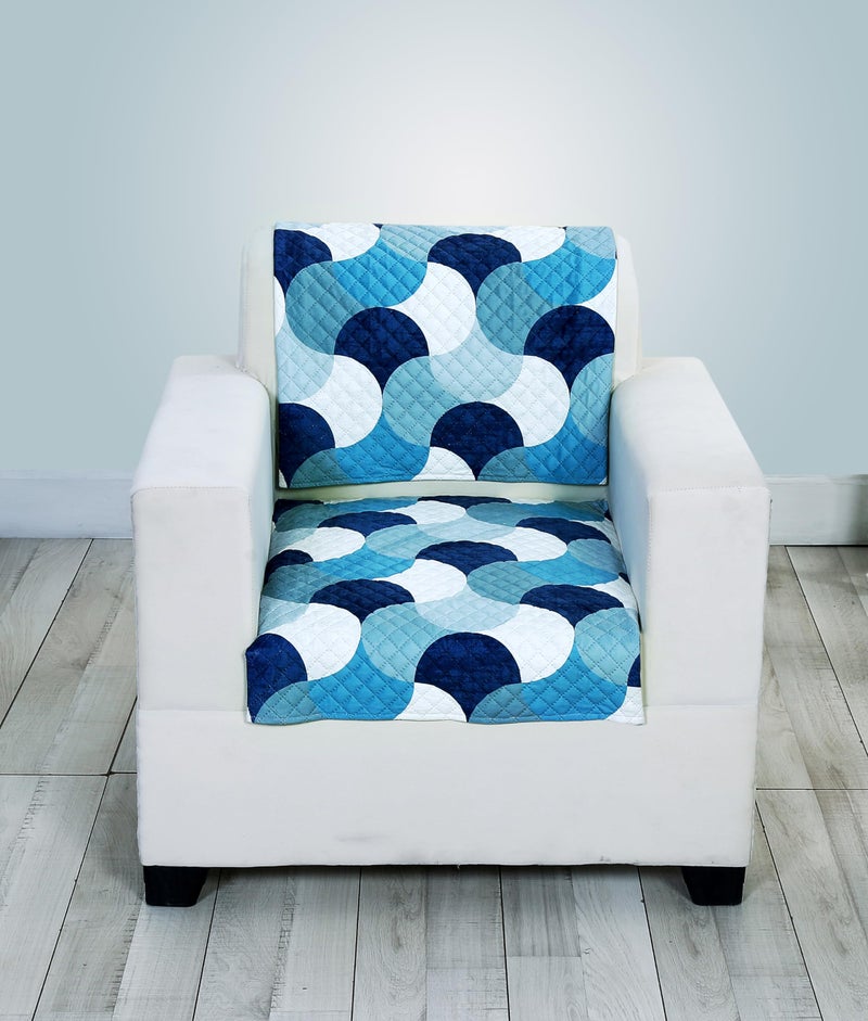 FABANE Velvet Printed Sofa Seat Cover For 3 Seater With Heavy Antiskid Backing & Easily Machine Washable Sofa Seat Runner For Couch Or Home Living Area-(27 X72 Inches-2 Piece) Blue Abstract - Image 4