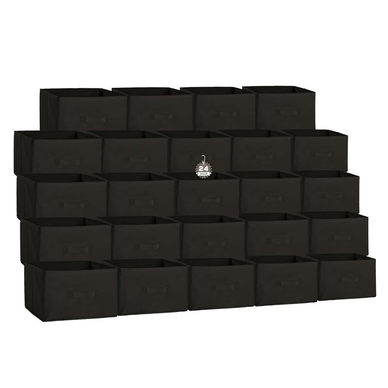 Criusia Pack of 24 Wardrobe Storage Organizer for Home 26 Liters Multipurpose Portable CupboardCloset Organiser Storage Box for Clothes Toys Plain Black - Image 1