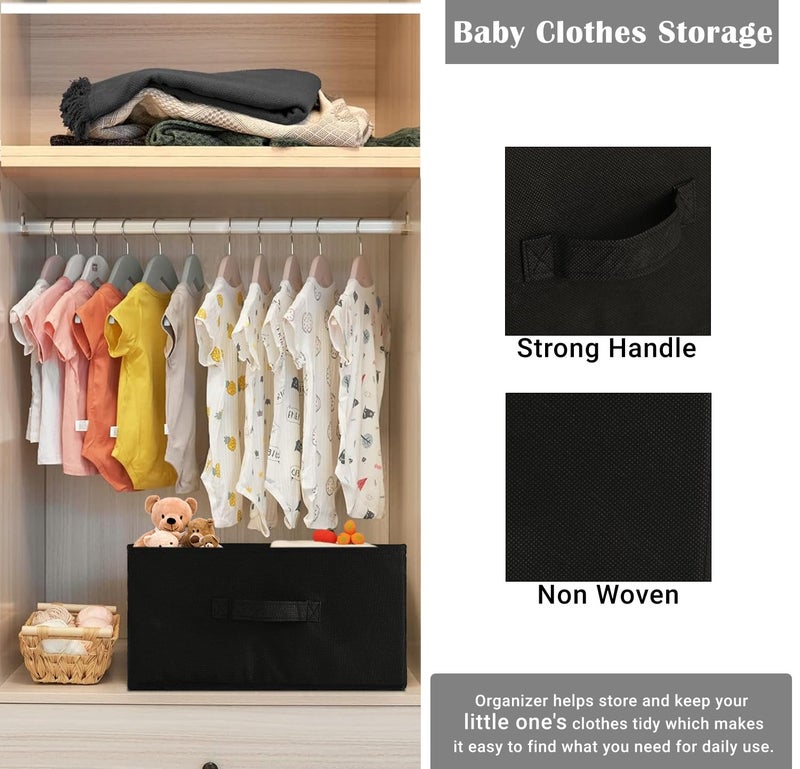 Criusia Pack of 24 Wardrobe Storage Organizer for Home 26 Liters Multipurpose Portable CupboardCloset Organiser Storage Box for Clothes Toys Plain Black - Image 5