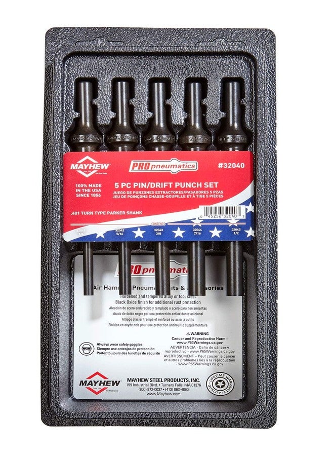Mayhew طقم دبابيس/مثقاب هوائي 32040 من Mayhew Tools، مكون من 5 قطع، بلمسة نهائية من أكسيد أسود - Image 2