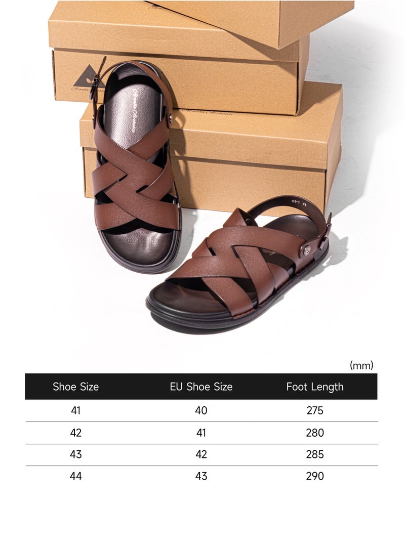 AL-WAHA AL-ZHABIA Men's Brown Synthetic Leather Sandals | Breathable Rubber Sole, Anti-Slip & Durable for Desert Climate | Lightweight Comfort Daily Wear | Sandals for Men(44)  - Image 5