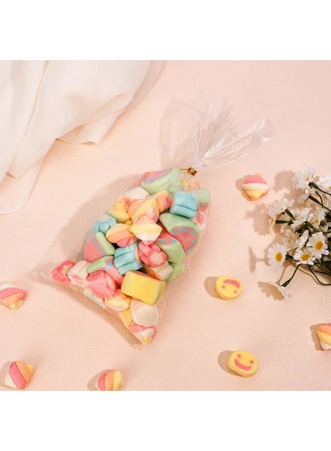 Leislam Cellophane Treat Bags, Cellophane Bags, 100 PCS Clear Cellophane Treat Bags, 5x11 Inches Cellophane Candy Goodie Gift Bags with 100 Gold Twist Ties for Valentines Easter Weddings Party Favors - Image 3