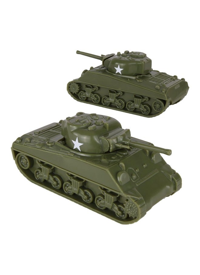 BMC Toys Bmc Cts Ww2 Sherman M4 Tanks - Od Green 2Pc 1:38 Plastic Army Men Vehicles  - Image 1
