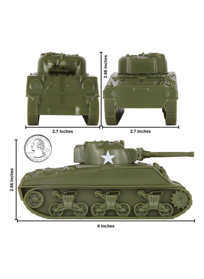 BMC Toys Bmc Cts Ww2 Sherman M4 Tanks - Od Green 2Pc 1:38 Plastic Army Men Vehicles  - Image 2