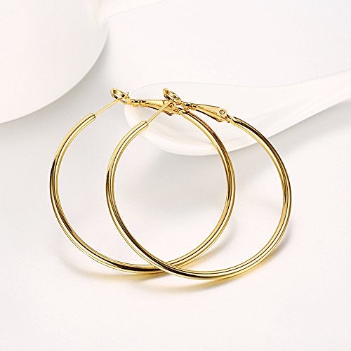GSLAOZ Gold Hoop Earrings, 18K Gold Plated Rounded Hoops Earrings for Women - Image 5