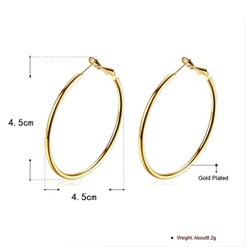GSLAOZ Gold Hoop Earrings, 18K Gold Plated Rounded Hoops Earrings for Women - Image 4