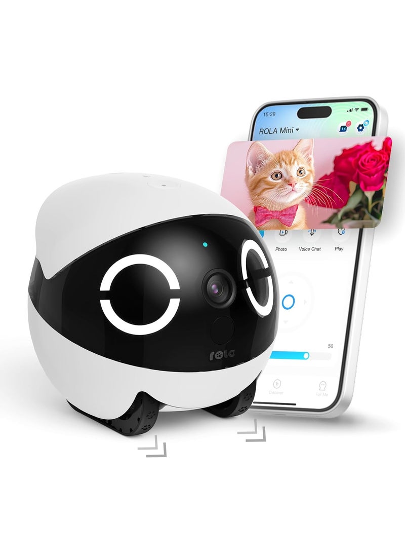 اينابوت كاميرا روبوت متحركة مزودة برؤية ليلية، كاميرا 2K للحيوانات الأليفة مع تطبيق هاتفي، كاميرا داخلية مزودة بخاصية الاتصال بلمسة واحدة، اتصال ثنائي الاتجاه، كشف الحركة، تسجيل الفيديو - Image 1