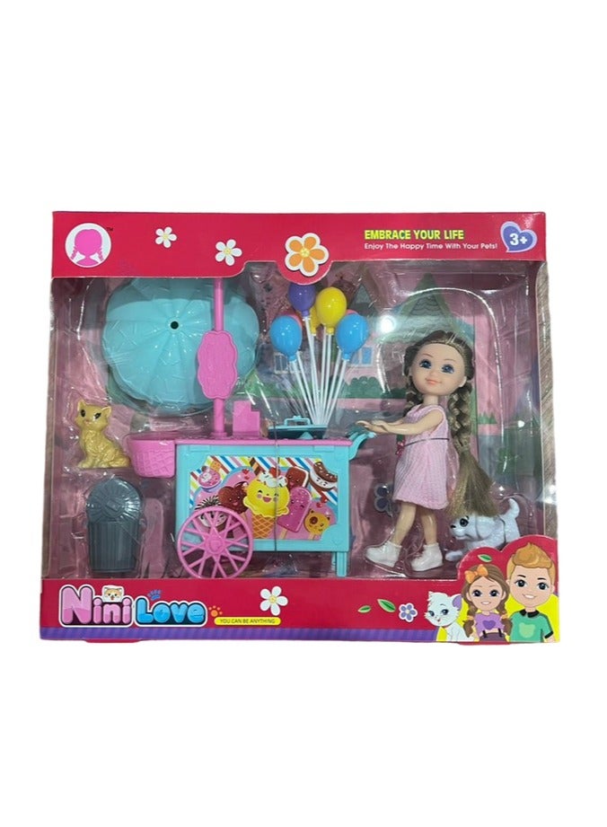 نيني دمية نيني لوف مع عربة الحلويات والاكسسوارات 31-2389951G - Image 1