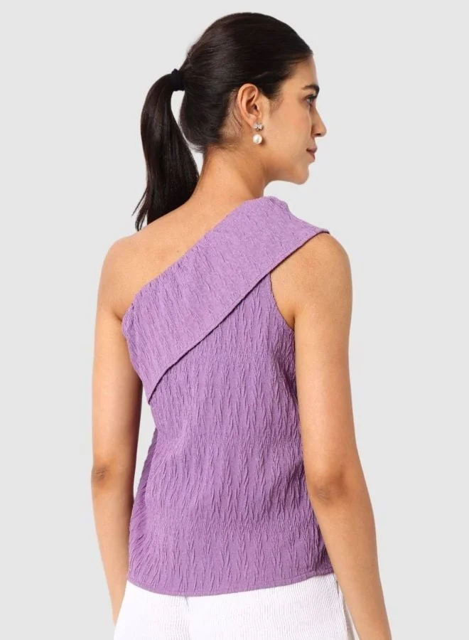 Freehand  Women Regular Fit Textured One Shoulder Sleeveless One Shoulder Top  | Best Price UAE