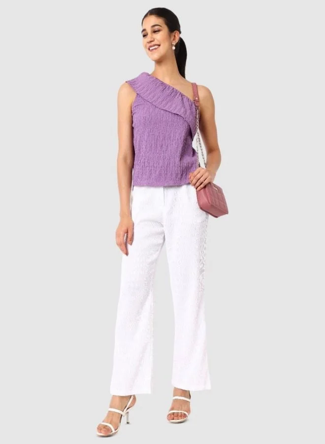 Freehand  Women Regular Fit Textured One Shoulder Sleeveless One Shoulder Top  | Best Price UAE