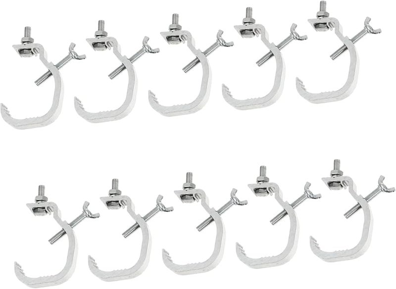 Heavy Duty Aluminum Stage Light Clamp Hooks Adjustable Knob Silver 10pcs - Image 2
