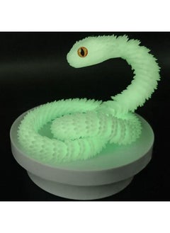[1005 People Praise] 3d Printing Snake Joint Movable Plastic Viper Hand Decoration Animal Model Toy-Color:White Luminous Model [viper] With Movable Joints + Uv Flashlight-Specification:Complete Colors: (75cm ) Ornaments Can Be Played With