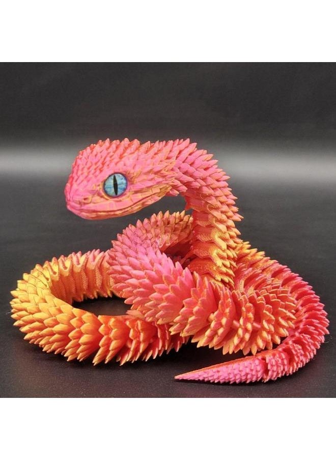 Generic - [1005 People Praise] 3d Printing Snake Joint Movable Plastic Viper Hand Decoration Animal Model Toy-Color:White Luminous Model [viper] With Movable Joints + Uv Flashlight-Specification:Complete Colors: (75cm ) Ornaments Can Be Played With - Image 1