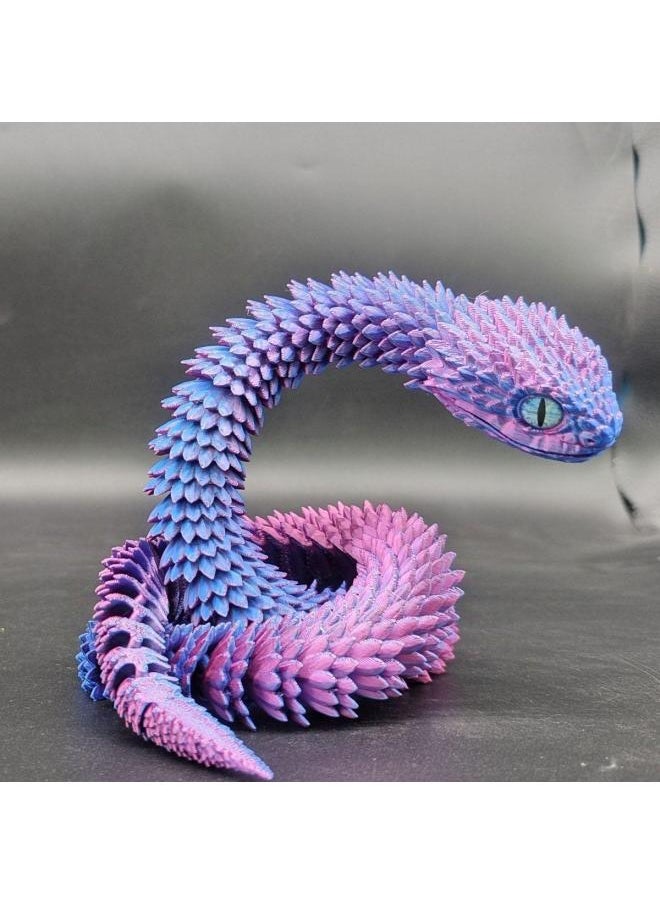 Generic - [1005 People Praise] 3d Printing Snake Joint Movable Plastic Viper Hand Decoration Animal Model Toy-Color:White Luminous Model [viper] With Movable Joints + Uv Flashlight-Specification:Complete Colors: (75cm ) Ornaments Can Be Played With - Image 1