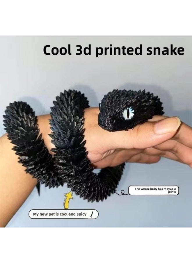 Generic - [1005 People Praise] 3d Printing Snake Joint Movable Plastic Viper Hand Decoration Animal Model Toy-Color:White Luminous Model [viper] With Movable Joints + Uv Flashlight-Specification:Complete Colors: (75cm ) Ornaments Can Be Played With - Image 1