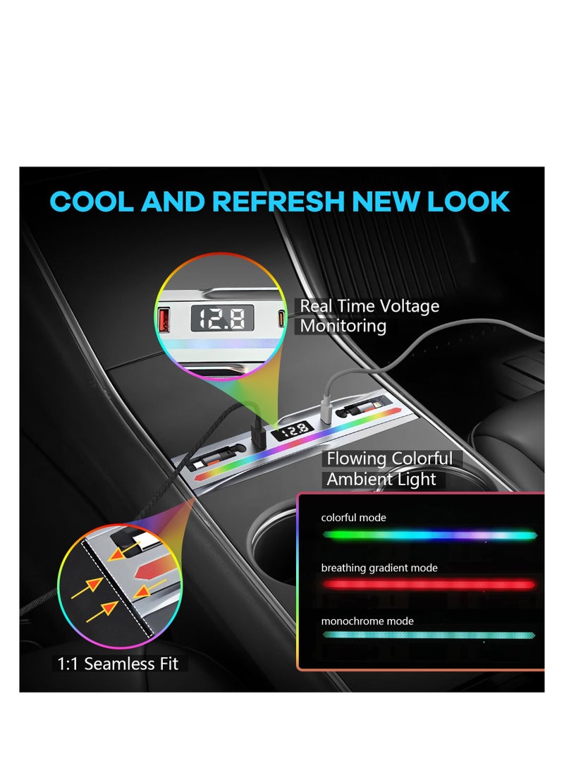 SYOSI Tesla USB Hub for  Model 3 Highland,  2024 Accessories 65W Super Fast Charging Hub for Center Console with Cigarette Lighter Connecting, Docking Station Adapter Accessories, Gifts for Tesla Owners  - Image 5