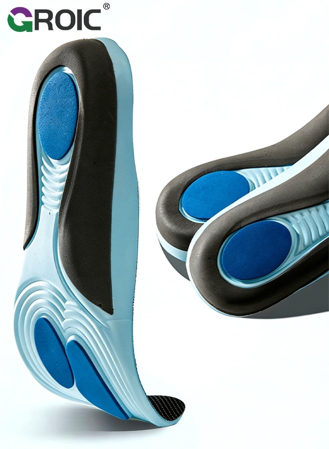 GROIC Arch Support Insoles for Men and Women - High Elastic EVA Shock Absorbing Shoe Inserts for Sports, Relieve Flat Feet, High Arch, Foot Pain, Standing All Day Boot Work Shoe Insole, Size 43-44 - Image 1