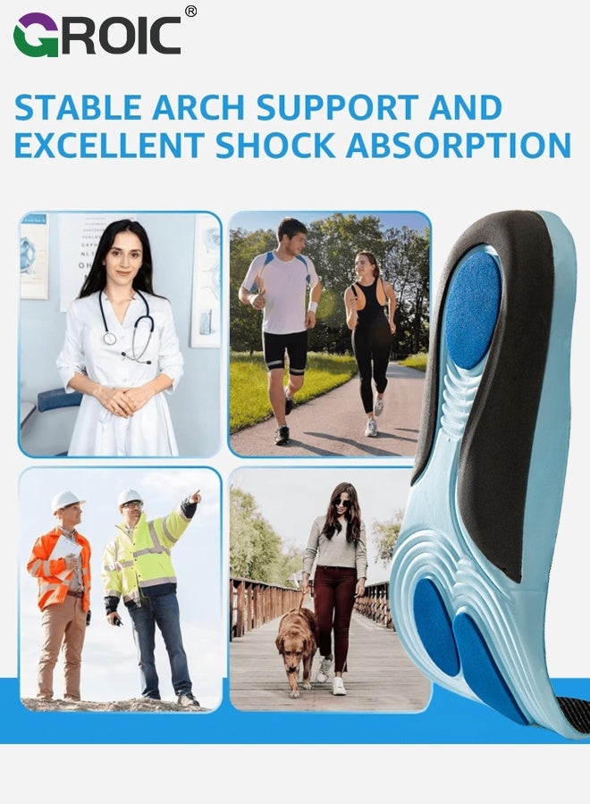 GROIC Arch Support Insoles for Men and Women - High Elastic EVA Shock Absorbing Shoe Inserts for Sports, Relieve Flat Feet, High Arch, Foot Pain, Standing All Day Boot Work Shoe Insole, Size 43-44 - Image 4