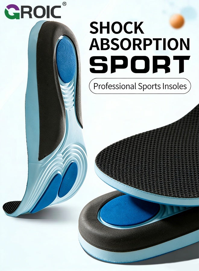 GROIC Arch Support Insoles for Men and Women - High Elastic EVA Shock Absorbing Shoe Inserts for Sports, Relieve Flat Feet, High Arch, Foot Pain, Standing All Day Boot Work Shoe Insole, Size 43-44 - Image 5