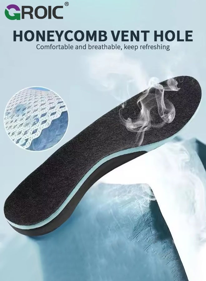 GROIC Arch Support Insoles for Men and Women - High Elastic EVA Shock Absorbing Shoe Inserts for Sports, Relieve Flat Feet, High Arch, Foot Pain, Standing All Day Boot Work Shoe Insole, Size 43-44 - Image 3