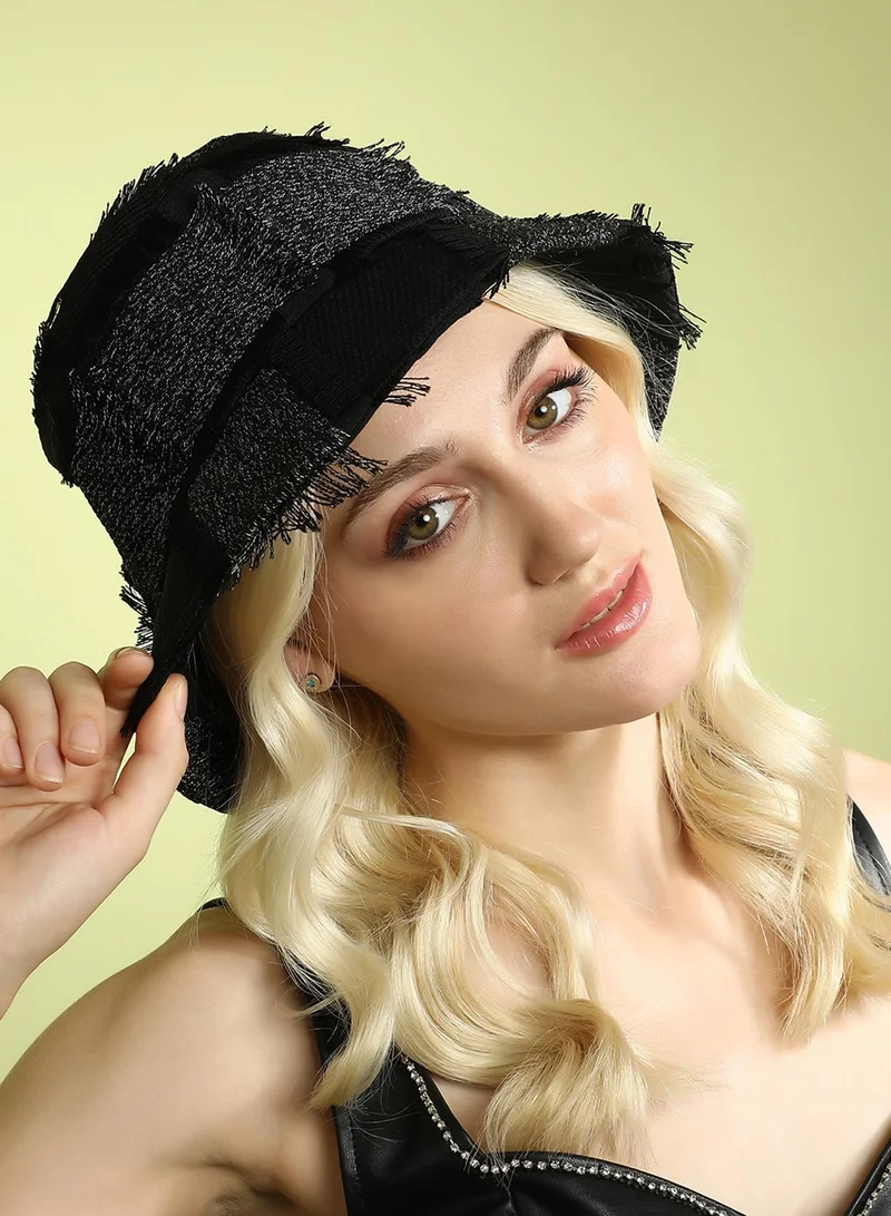 Haute Sauce  Distressed Bucket Hat - Midnight Black for Women | Best Price UAE