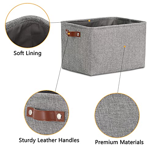 DULLEMELO Medium Storage Baskets for Organizing, Rectangular Fabric Storage Bins Collapsible, Perfect for Shelves, Closets, Nursery, Home, Office, Empty Gift Baskets (3-Pack,Grey) - Image 3