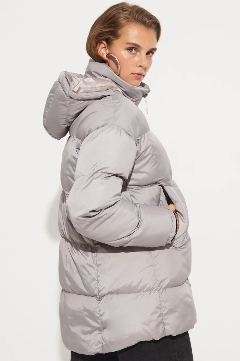 جون Puff Coat with Pocket Detail
