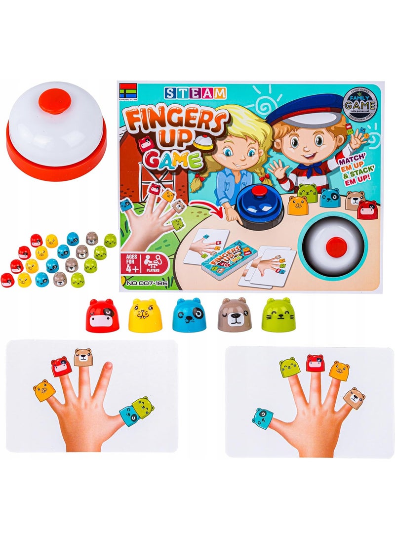 Fingers Up Game – A fun finger challenge game for kids aged 4 and up.  For group play (2-3 players). A fun and educational game that will have laughs every round! A set of educational card games with cool characters. | STEAM games with a bell to develop your speed, focus, and matching skills... - Image 1