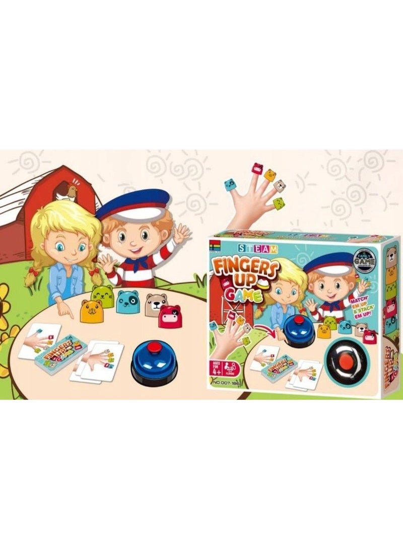 Fingers Up Game – A fun finger challenge game for kids aged 4 and up.  For group play (2-3 players). A fun and educational game that will have laughs every round! A set of educational card games with cool characters. | STEAM games with a bell to develop your speed, focus, and matching skills... - Image 2