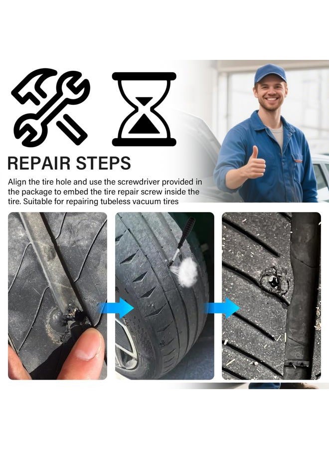 YGDMD 100PCS Tire Screw Plug Repair Kit,Self-Service Tire Repair Kit Includes 3 Sizes of Screw in Tires Plugs & Screwdriver for Quick Repairs,Professional Tires Repairs Rubber Nail - Image 5