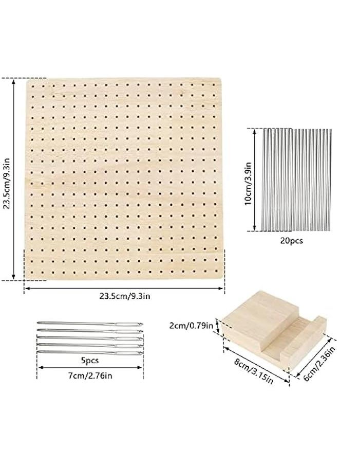 Generic - Crochet Blocking Board, Handcrafted Knitting Blocking Mats and Pins, Wooden Blocking Board for Knitting and Crochet Projects, Granny Squares, Full Kit with 20 Stainless Steel Pins, 5 Large Eye Needl - Image 1