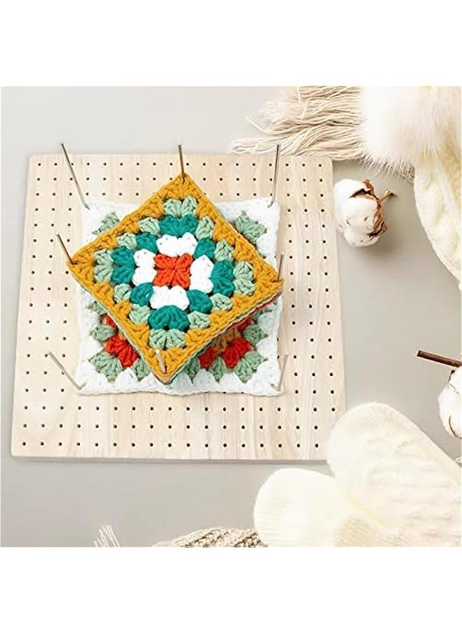 Generic - Crochet Blocking Board, Handcrafted Knitting Blocking Mats and Pins, Wooden Blocking Board for Knitting and Crochet Projects, Granny Squares, Full Kit with 20 Stainless Steel Pins, 5 Large Eye Needl - Image 1