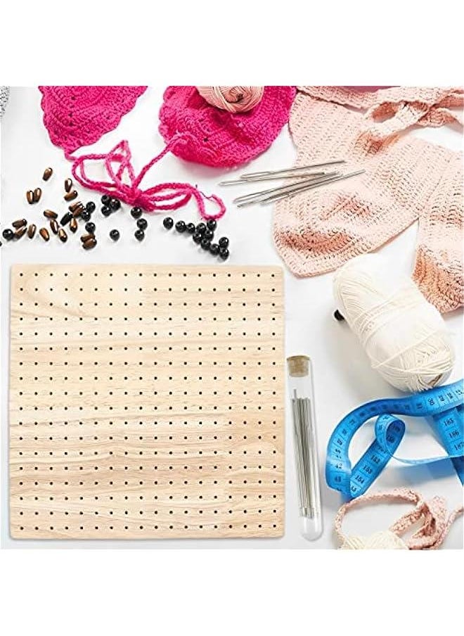 Generic - Crochet Blocking Board, Handcrafted Knitting Blocking Mats and Pins, Wooden Blocking Board for Knitting and Crochet Projects, Granny Squares, Full Kit with 20 Stainless Steel Pins, 5 Large Eye Needl - Image 1