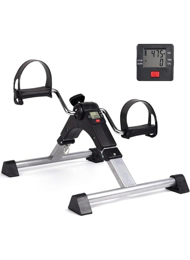AGREON Folding Pedal Exerciser, Under Desk Mini Exercise Bike for Arm and Leg Workout, Portable Home Fitness Sitting Peddler Machine Adjustable Resistance with LCD Display for Adults Seniors - Image 1