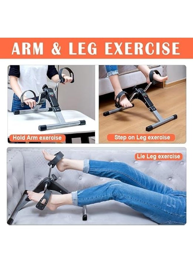 AGREON Folding Pedal Exerciser, Under Desk Mini Exercise Bike for Arm and Leg Workout, Portable Home Fitness Sitting Peddler Machine Adjustable Resistance with LCD Display for Adults Seniors - Image 4