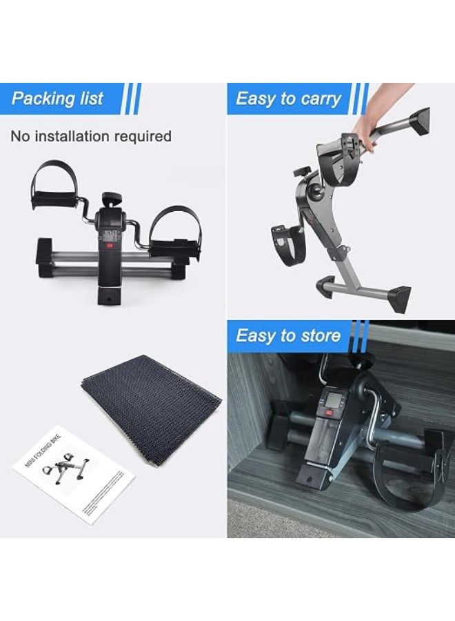AGREON Folding Pedal Exerciser, Under Desk Mini Exercise Bike for Arm and Leg Workout, Portable Home Fitness Sitting Peddler Machine Adjustable Resistance with LCD Display for Adults Seniors - Image 5