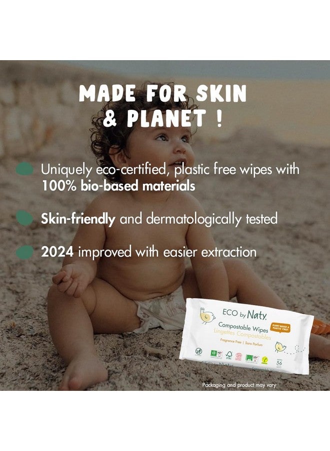 إيكو من ناتي مناديل إيكو باي ناتي للأطفال بدون رائحة - قابلة للتحلل بنسبة 100% ومستخلصة من النباتات، مناسبة لبشرة الأطفال حديثي الولادة والرضع الحساسة (672 منديل - 12 عبوة من 56 منديل) - Image 3