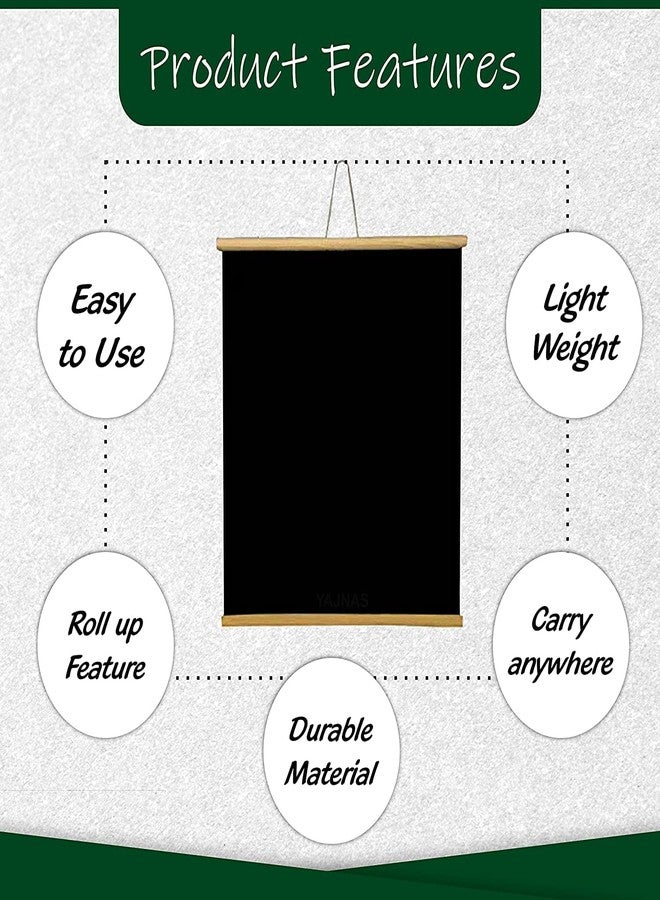 Feinerman 20x30 Inch Wall-Hanging Roll-Up Blackboard Wooden Chalkboard for Kids Home Study, Teaching Board, Writing Board, Durable Wooden Black Board for Classroom and Office Use - Image 5