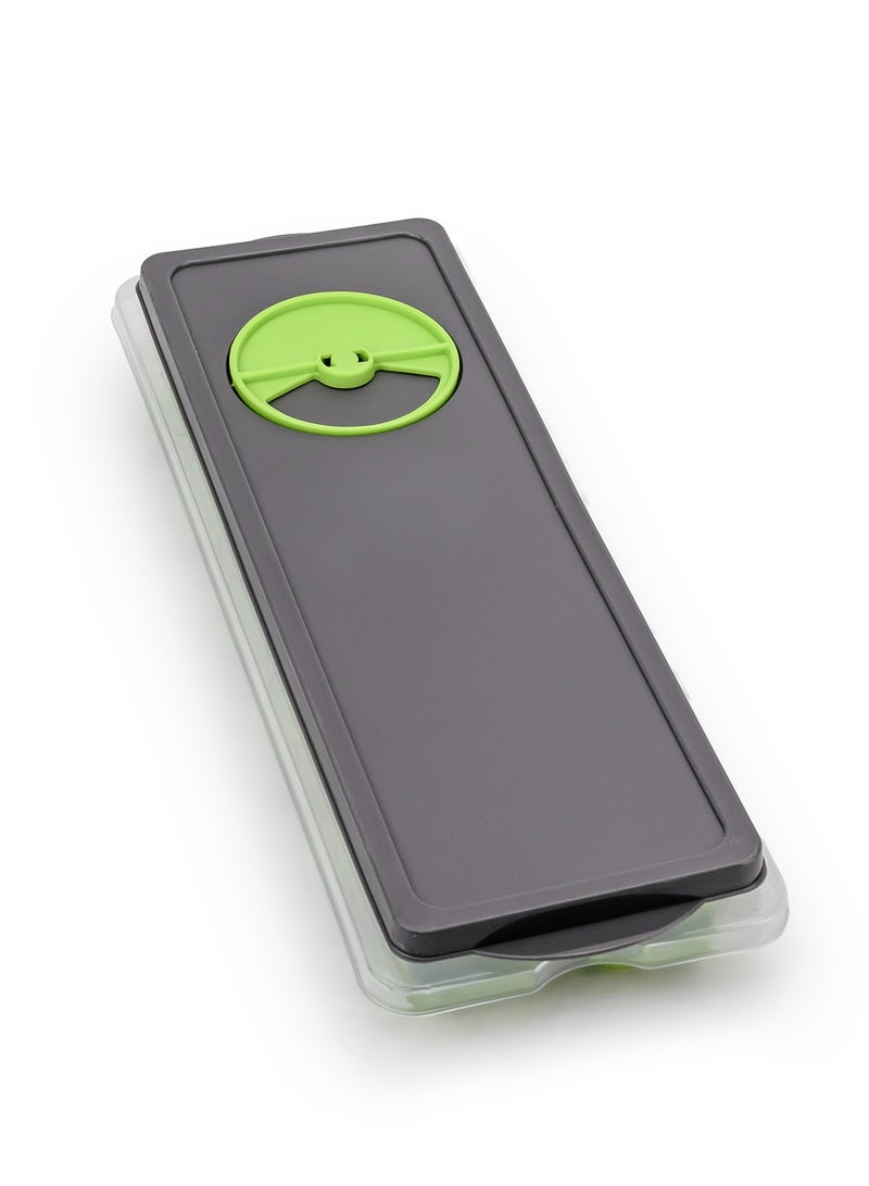 Herevin Ice Cube Tray with Opaque Gray Lid - Green Transparent Tray Made from PP + TPE + LDPE – Flexible, BPA-Free - Image 5