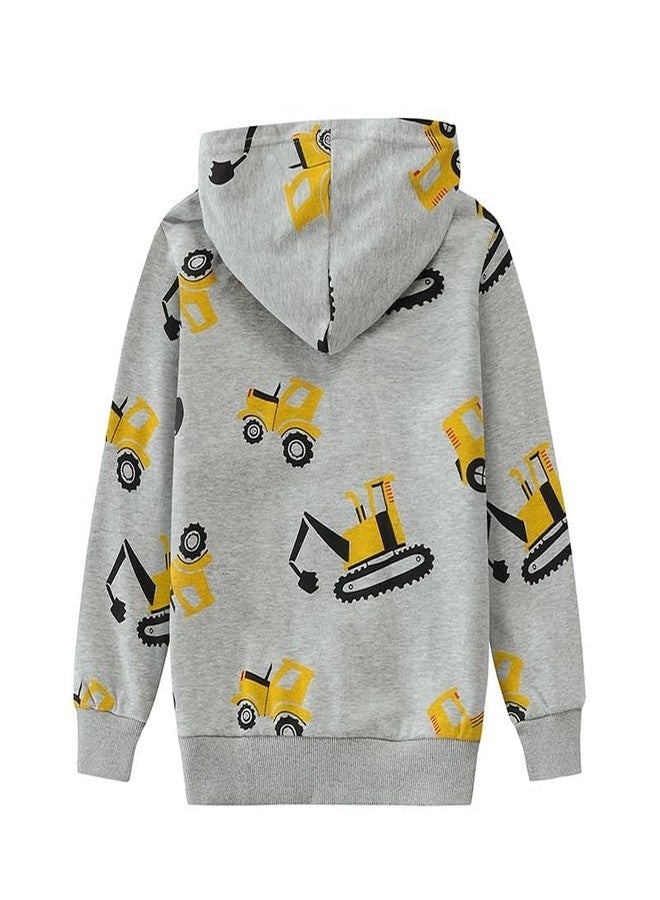 Tkria Boys Hooded Sweatshirt Kids Hoodies Fleece Pullover Toddler Excavator Shirt with Pocket Hoody Kids Clothes Fall Winter Outfit Size 3 - Image 4