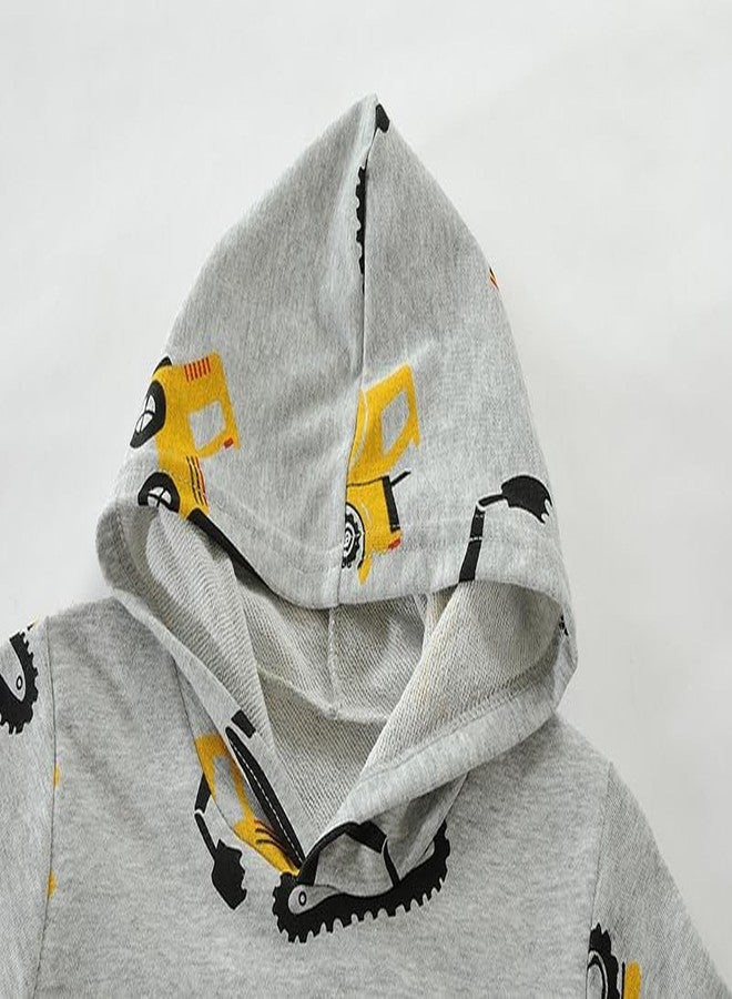Tkria Boys Hooded Sweatshirt Kids Hoodies Fleece Pullover Toddler Excavator Shirt with Pocket Hoody Kids Clothes Fall Winter Outfit Size 3 - Image 5