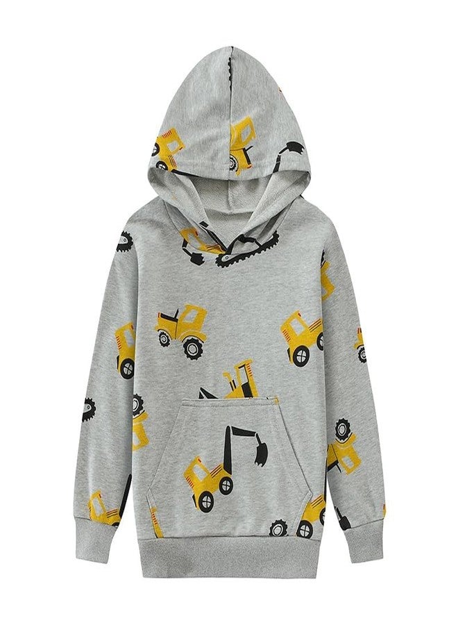 Tkria Boys Hooded Sweatshirt Kids Hoodies Fleece Pullover Toddler Excavator Shirt with Pocket Hoody Kids Clothes Fall Winter Outfit Size 3 - Image 2