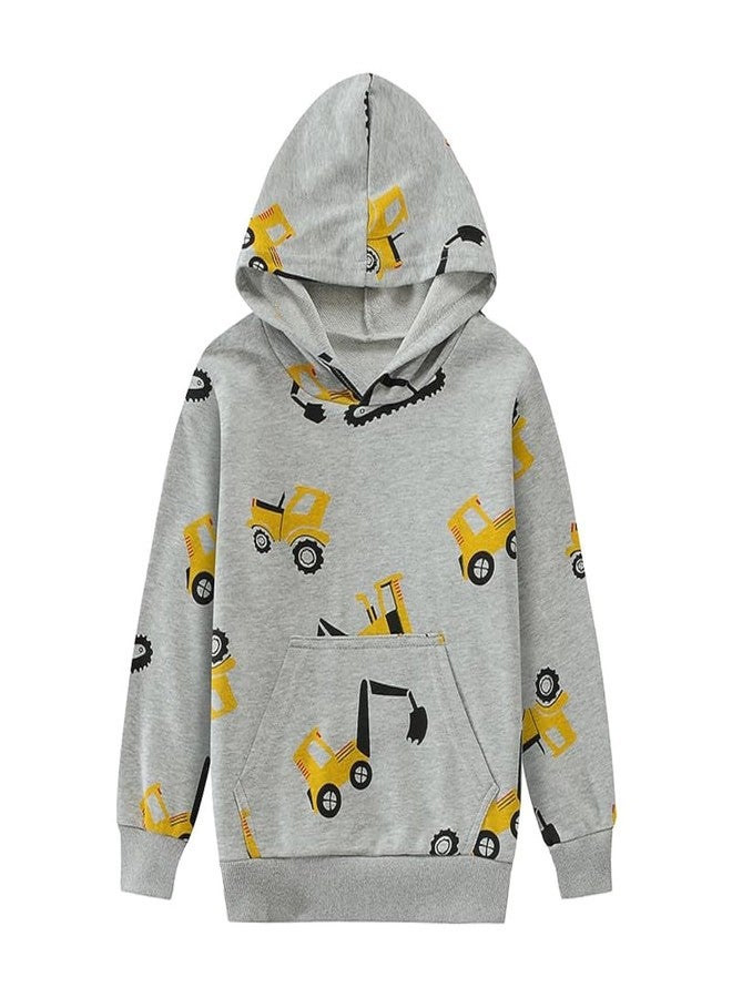 Tkria Boys Hooded Sweatshirt Kids Hoodies Fleece Pullover Toddler Excavator Shirt with Pocket Hoody Kids Clothes Fall Winter Outfit Size 3 - Image 1