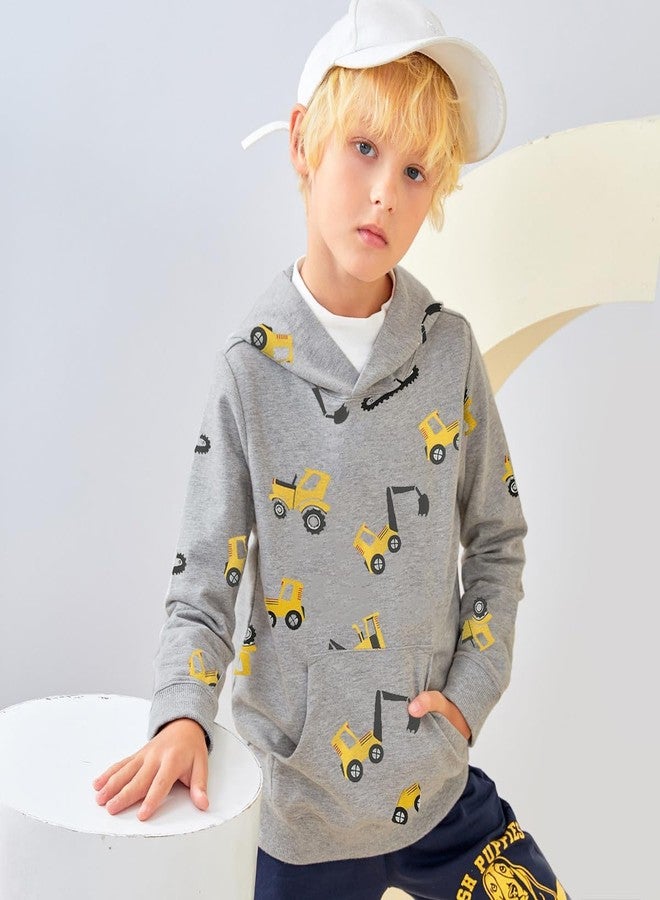Tkria Boys Hooded Sweatshirt Kids Hoodies Fleece Pullover Toddler Excavator Shirt with Pocket Hoody Kids Clothes Fall Winter Outfit Size 3 - Image 3