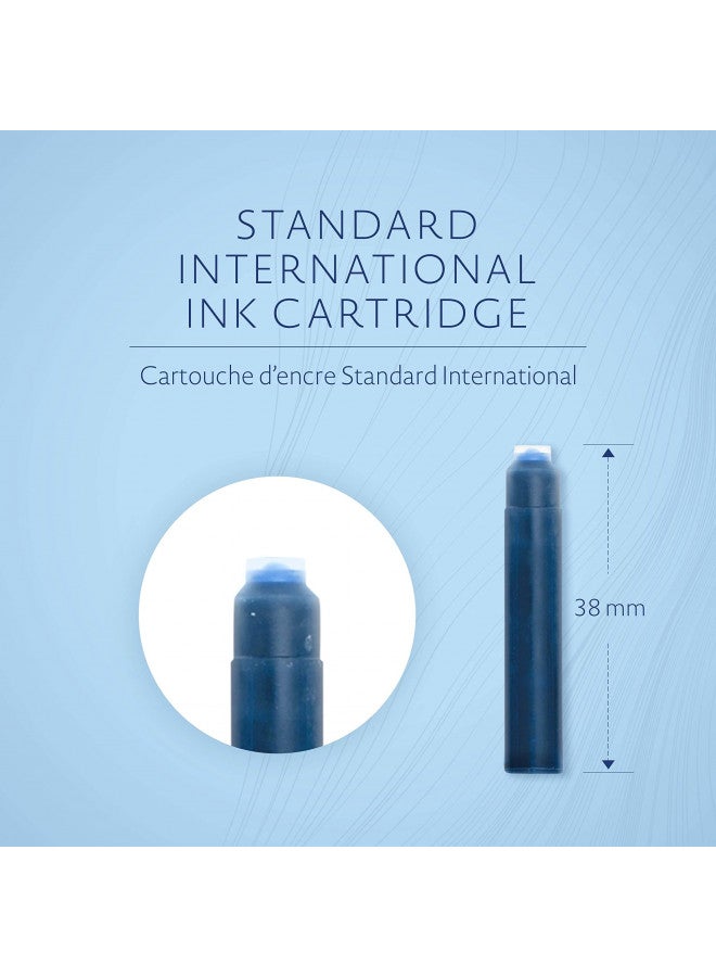 Waterman Fountain Pen Ink Cartridges, Short 'International', Serenity Blue, 6 Count - Image 3
